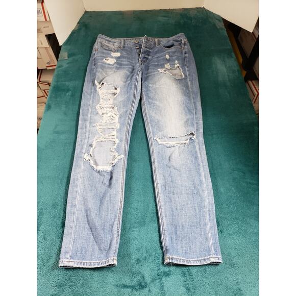 American Eagle Jeans Size 4 Womens Blue Stretch Pants Denim Mid Rise Tom Girl - Picture 1 of 14